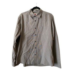 Quiksilver Mens Regular Fit Collared Long Sleeve Button Down Shirt Brown Large